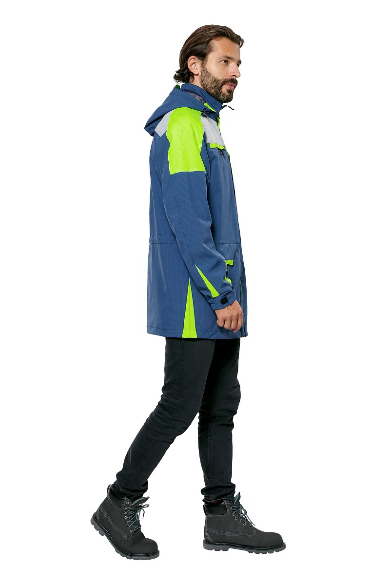 Куртка-ветровка мужская летняя/демисезонная "Тизер" цвет темно-синий/светло-серый/неон