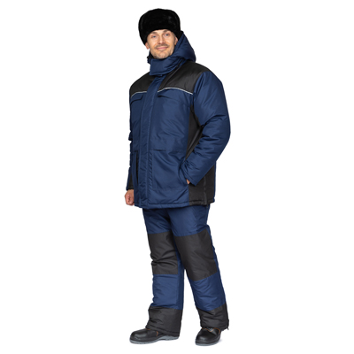 Костюм мужской утеплённый "Универсал-Т" синий/чёрный со съёмной подстежкой