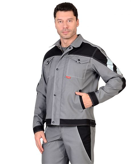 Куртка "Пекин" кор., серый с черным пл. 275 г/кв.м (ЧЗ)