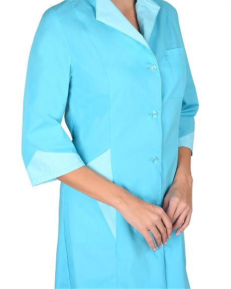 Халат "МАРЛЕН" женский бирюзовый со светло-бирюзовым