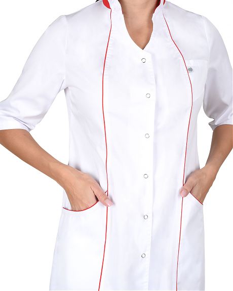 Халат "МУЗА" женский белый с красным