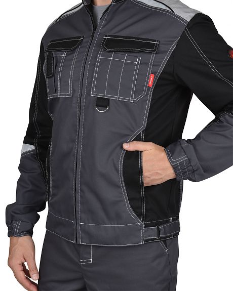 Куртка "Фаворит-Мега", серая с черн., СОП тк. Rodos (ЧЗ)