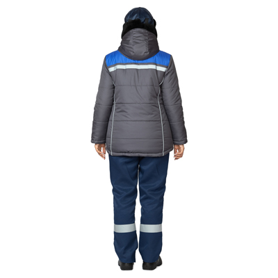 Куртка женская утеплённая "Онега-М" с трехслойным утеплителем тёмно-серый/электрик