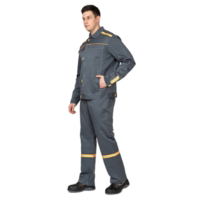 Костюм мужской "Уни-Спец" тёмно-серый/оранжевый (куртка и полукомбинезон)