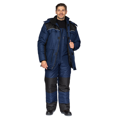 Костюм мужской утеплённый "Универсал-Т" синий/чёрный со съёмной подстежкой