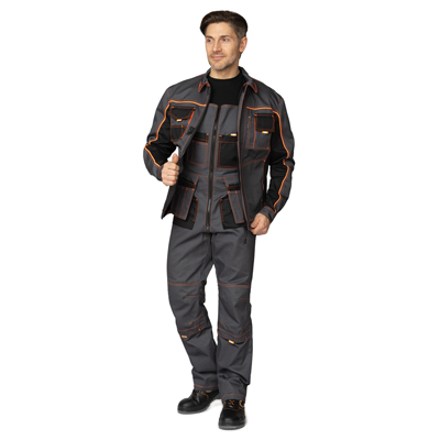 Костюм мужской "Бренд 2 2020" тёмно-серый/тёмно-серый/чёрный (куртка и полукомбинезон)