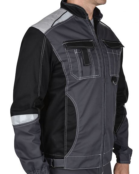 Куртка "Фаворит-Мега", серая с черн., СОП тк. Rodos (ЧЗ)