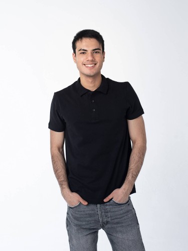 Рубашка-поло Classic мужская, Пике (100% хб, 190 г/м2), черный