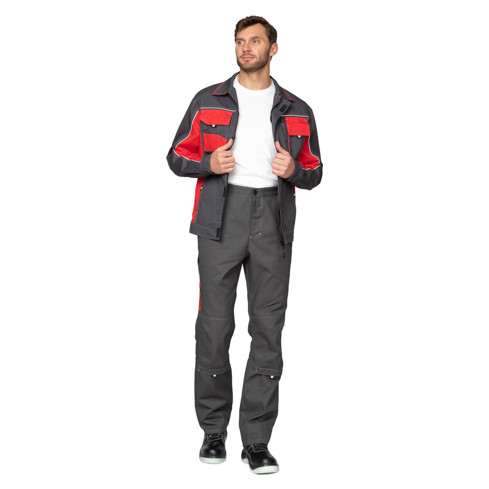 Костюм мужской "Бренд 1 2020", куртка, брюки, т.серый/красный