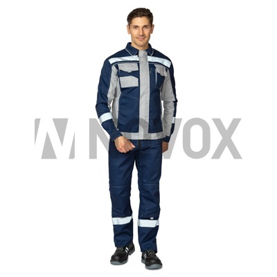 Костюм мужской "Бренд Корпоратив 2020" темно-синий/светло-серый (куртка и полукомбинезон)