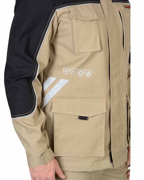 Куртка "ВЕСТ-ВОРК" бежевый с черным пл. 275 г/кв.м