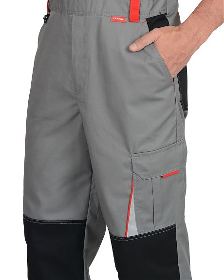 Полукомбинезон "СТАН", ср-серый с черной и красной отделкой