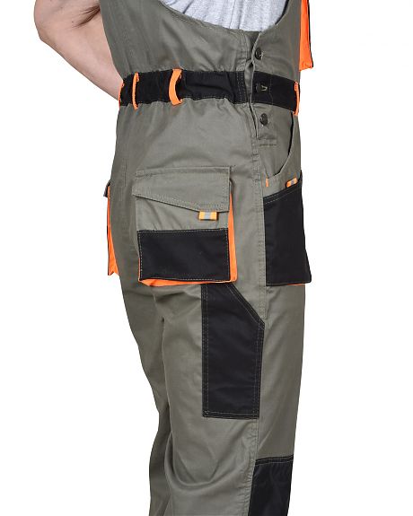 Полукомбинезон "МАНХЕТТЕН" оливковый с оранжевым и чер. тк. мех. стрейч пл 260 г/кв.м