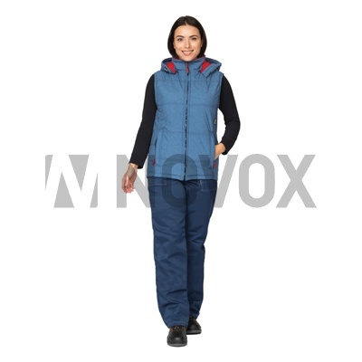 Жилет женский утеплённый "Амур" синий/красный