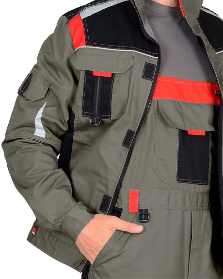 Куртка "СТАН", оливковый с черным и красным (ЧЗ)