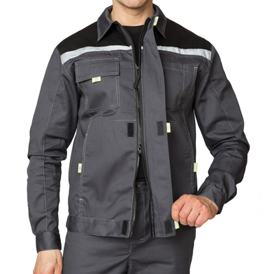 Костюм мужской "Профессионал 1" серый/чёрный (куртка и брюки)