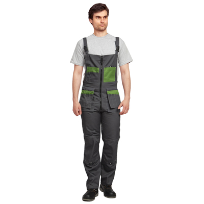 Костюм мужской "Бренд 2 2020" тёмно-серый/зелёный (куртка и полукомбинезон)