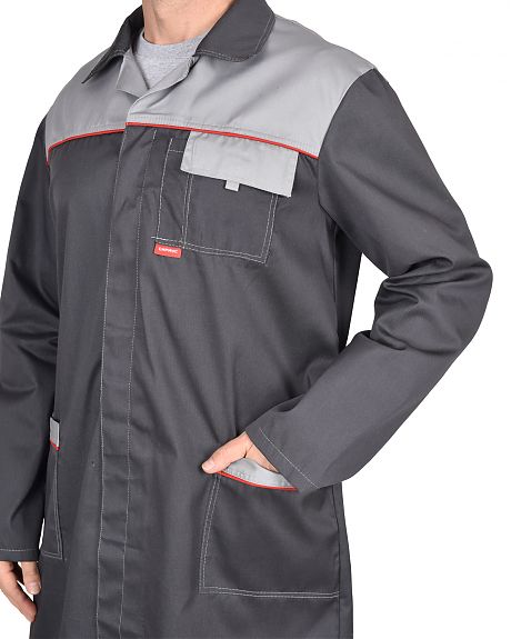 Халат мужской "ФАВОРИТ", т.серый со светло-серым