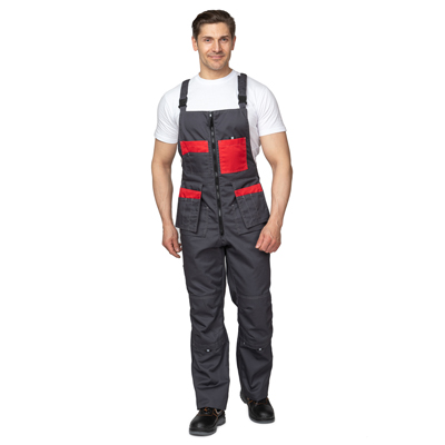 Костюм мужской "Бренд 2 2020" тёмно-серый/красный (куртка и полукомбинезон)