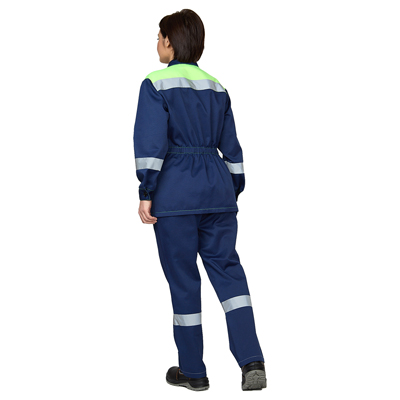 Костюм женский "Пантеон" синий/лимонный (куртка и брюки)