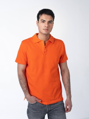 Рубашка-поло Classic мужская, Пике (100% хб, 190 г/м2), оранжевый