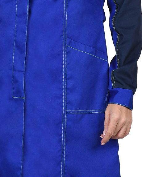 Халат женский  "Ирина" васильковый с синим и лимонным кантом