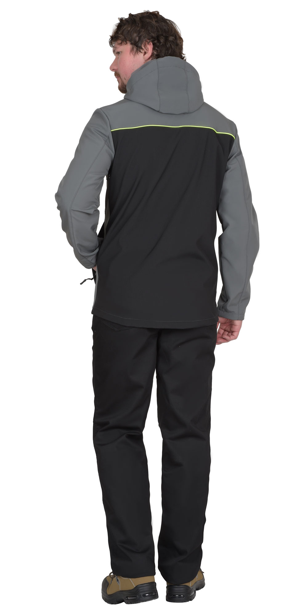Куртка "СИРИУС-Спринтер Софт" удлиненная, черная с серым (ЧЗ)