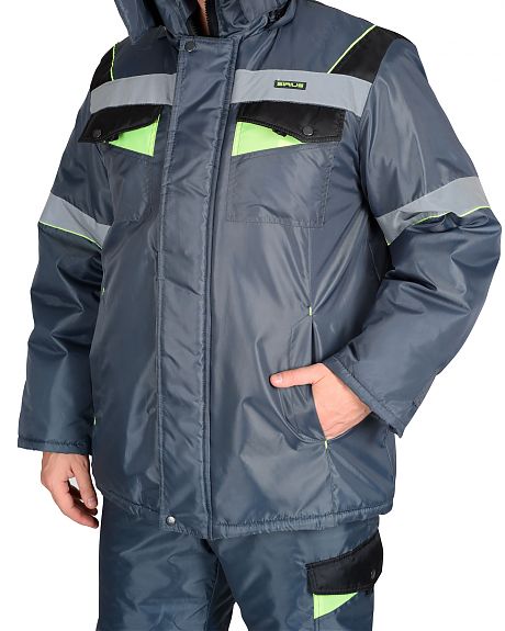 Костюм зимний "ХОВАРД" куртка ,п/к, серый/лимонный, тк. Оксфорд