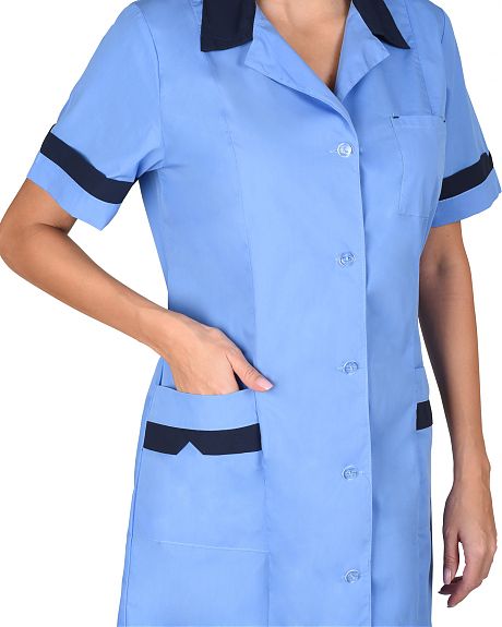 Халат "КЛАССИКА" женский голубой с темно-синим