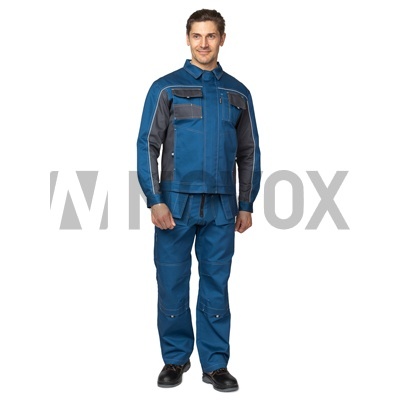 Костюм мужской "Бренд 2 2020" синий/тёмно-серый (куртка и полукомбинезон)