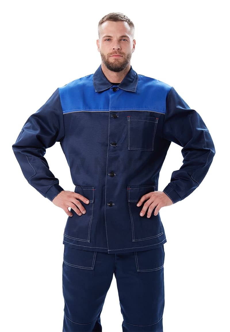 Костюм мужской "Дамаск" летний, куртка, брюки, т.синий с васильковым.