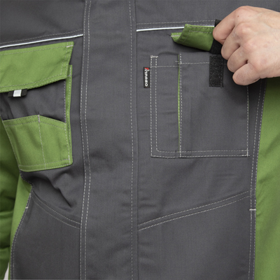 Костюм мужской "Бренд 2 2020" тёмно-серый/зелёный (куртка и полукомбинезон)