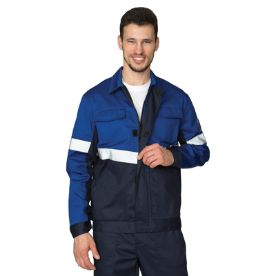 Костюм мужской "Вираж" тёмно-синий/василёк (куртка и брюки)