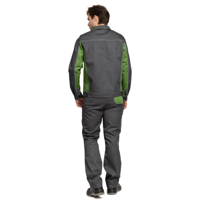 Костюм мужской "Бренд 2 2020" тёмно-серый/зелёный (куртка и полукомбинезон)