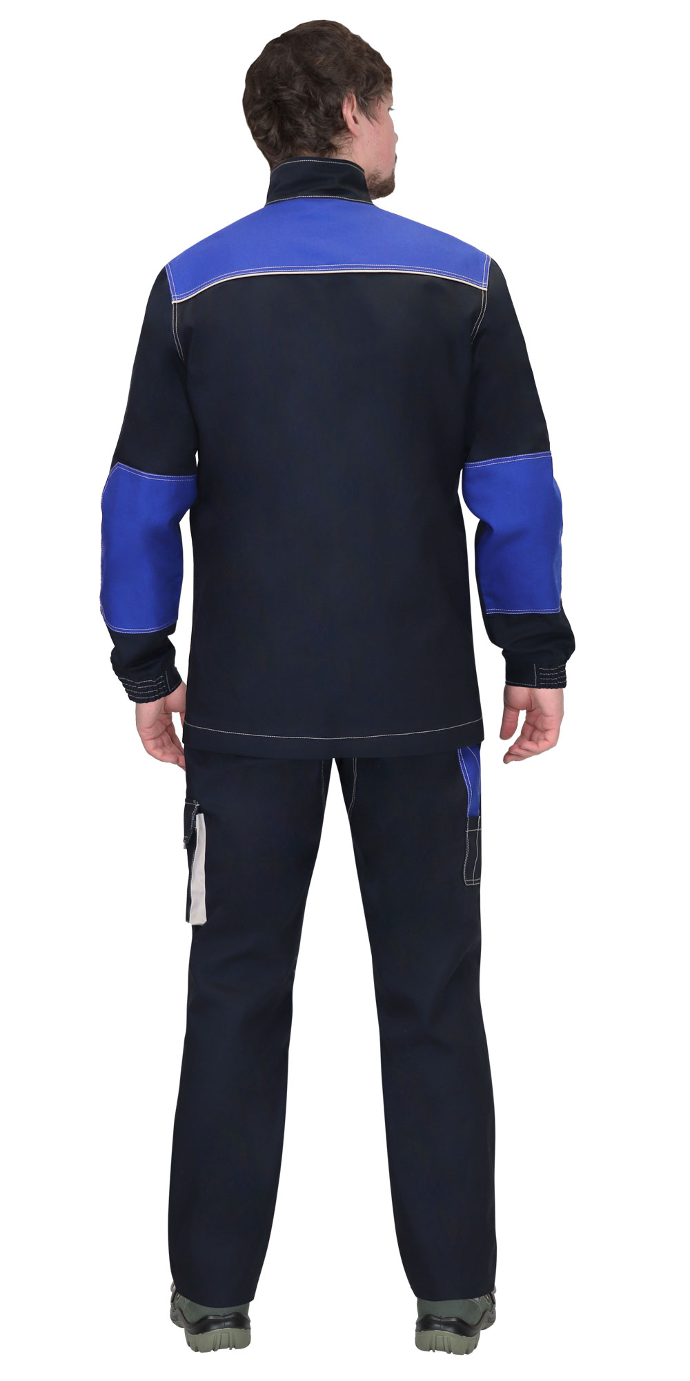 Куртка "ДВИН" длин. синяя с васильковым и молочной отделкой (ЧЗ)