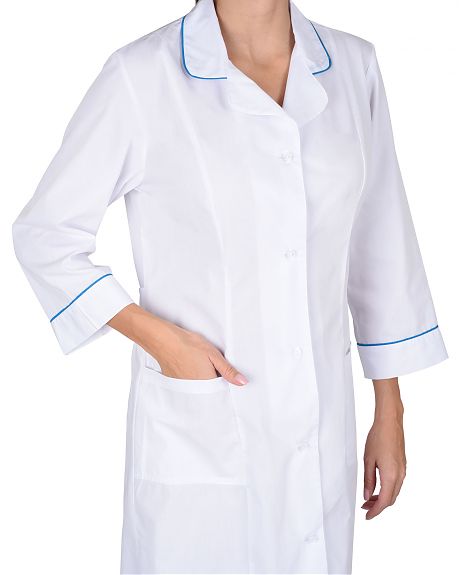 Халат "НИКА" женский белый с бирюзовым