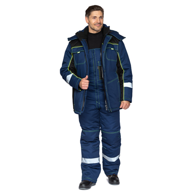 Костюм мужской утеплённый "Бренд К", куртка, п/к, тёмно-синий/чёрный