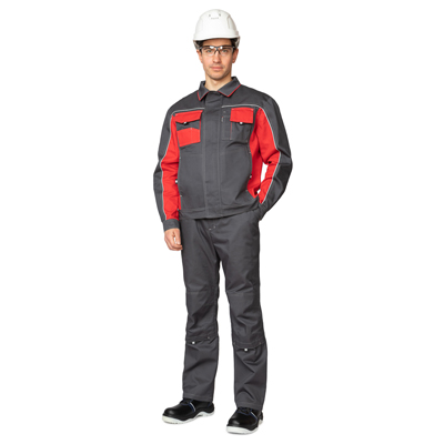 Костюм мужской "Бренд 1 2020" тёмно-серый/красный (куртка и брюки)