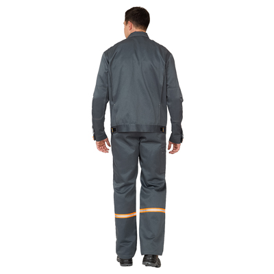 Костюм мужской "Уни-Спец" тёмно-серый/оранжевый (куртка и полукомбинезон)