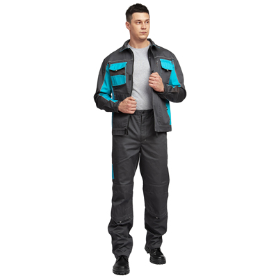 Костюм мужской "Бренд 1 2020" серый/бирюза (куртка и брюки)