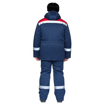 Костюм мужской утеплённый "Пантеон 2" тёмно-синий/красный (куртка и полукомбинезон)