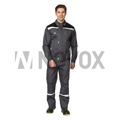 Костюм мужской "Профессионал 1" серый/чёрный (куртка и брюки)