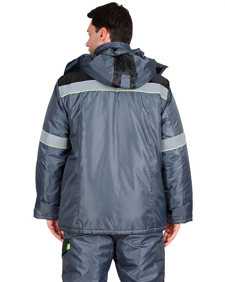 Костюм зимний "ХОВАРД" куртка ,п/к, серый/лимонный, тк. Оксфорд