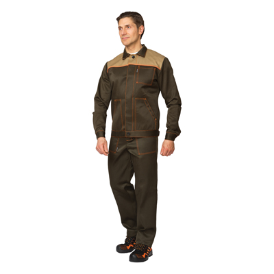 Костюм мужской "Молл" хаки/тёмно-бежевый (куртка и брюки)