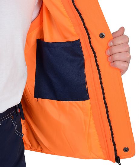 Жилет "ПРОФИ", синий, подкладка оранжевая