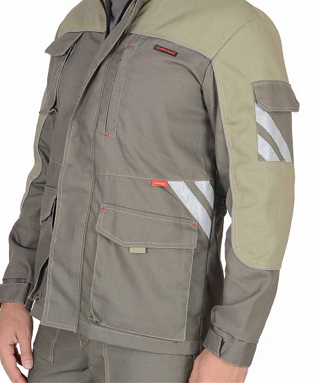 Костюм "Вест-Ворк" куртка дл. (чз), брюки т.оливковый со св.оливковым пл. 275 г/кв.м