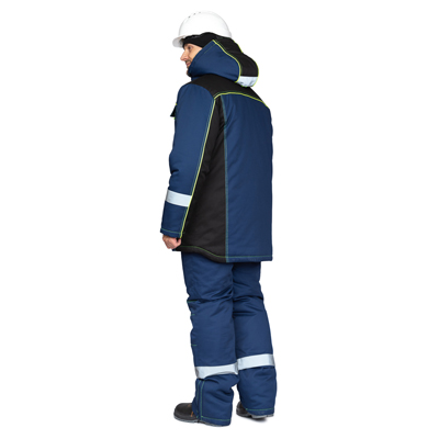 Костюм мужской утеплённый "Бренд К", куртка, п/к, тёмно-синий/чёрный