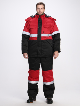 Костюм зимний "Нордхард-2" СОП (тк.Смесовая,250) п/к, черный/красный