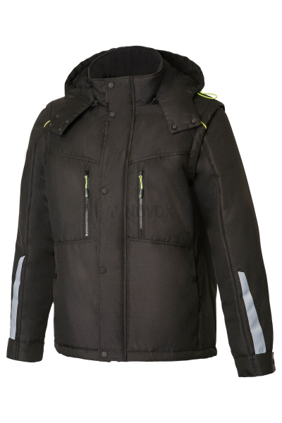 Куртка КОТКРУТ (KOTKRUT) трансформер утепленная черная/лимон