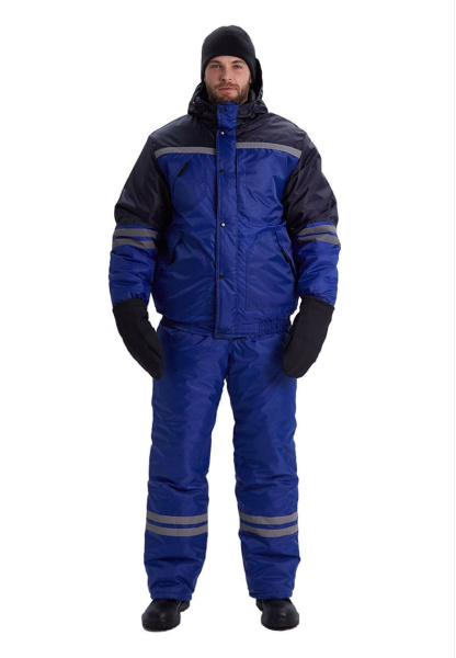 Костюм зимний "СТИМ" куртка/полукомб. цвет: василек/т.синий